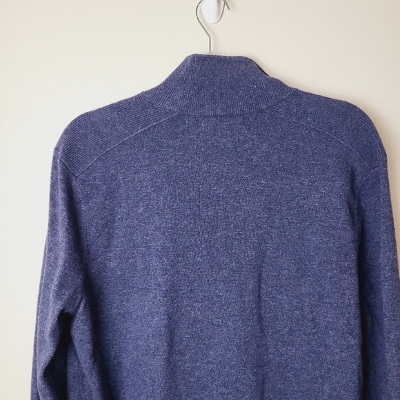 Banana Republic Quarter Zip Pull Over Men's Size Large Navy Blue Merino Wool - Picture 8 of 8